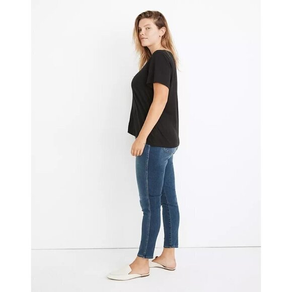 Madewell Whisper Cotton V-Neck Tee in Dark Baltic XSmall New as-is Womens tshirt - Picture 3 of 10